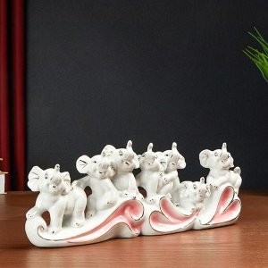 Сувенир керамика "Семь слонов - Любовь" 12,5х34х6,5 см