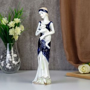 Сувенир керамика "Девушка с кошечкой" 29,5х8,5х6 см