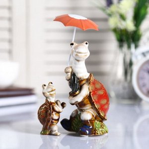Сувенир керамика "Черепашки - прогулка под зонтом" набор 2 шт 16,5х7,5х7 см