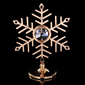 Сувенир с кристаллами Swarovski "Снежинка" золото 7,9х6,3 см