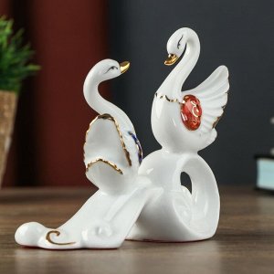 Сувенир керамика "2 белых лебедя на голубой волне"МИКС 10,6х5,5х11 см