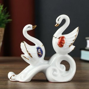 Сувенир керамика "2 белых лебедя на голубой волне"МИКС 10,6х5,5х11 см