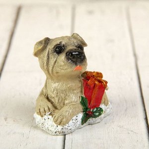 Сувенир полистоун "Собака с новогодней атрибутикой" МИКС 5,2х5,7х4 см