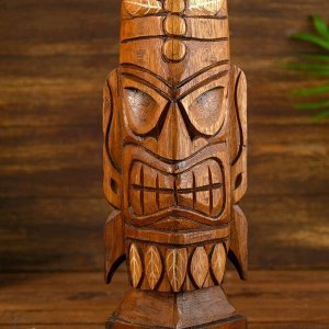 Сувенир интерьерный "Голова аборигена" дерево 10х10х50 см