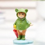 Сувенир полистоун миниатюра &quot;Котёнок в дождевике с зонтом&quot; 7,5х4,5х5,2 см