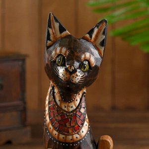 Интерьерный сувенир "Кошка с красными вставками" 30 см