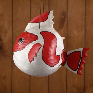 Сувенир из кокоса "Рыбка красно-белая" подвесной 33х25х25 см