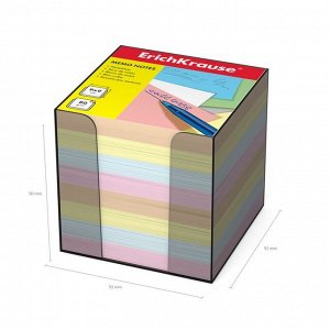 Блок бумаги для записей ErichKrause, 9 x 9 x 9 см, в пластиковом боксе, 80 г/м2, цветной