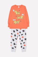 Пижама(Весна-Лето)+boys (красно-оранжевый, мазки краски на меланже)
