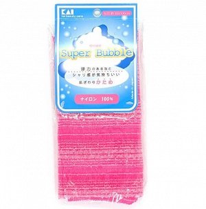 "Supper Bubble" Мочалка для тела массажная жесткая (ярко-розовая), 30*100см