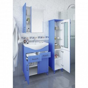 Шкаф-зеркало Глория 65 голубой левое 14,2 см х 59,6 см х 71 см