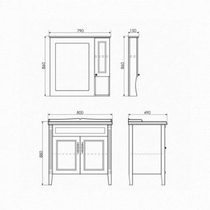 Зеркало-шкаф COMFORTY «Палермо-80» патина золото