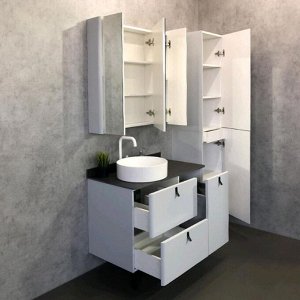 Зеркало-шкаф COMFORTY «Сорренто-90», светло-серый