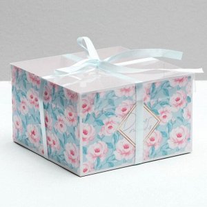 Дарите Счастье Коробка на 4 капкейка «Для тебя», 16 x 16 x 10 см