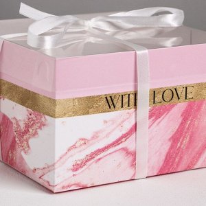 Коробка на 4 капкейка With love, 16 х 16 х 10 см
