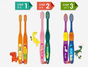 Зубная щётка Kizcare для детей от 0 до 3 лет (для чистки родителями и самостоятельной чистки, мягкая) 1шт / 200