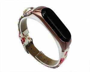 Ремешок Xiaomi Mi Band 3/4 flowers leather цветы #2