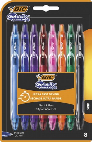 Ручка гелевая BIC Gel-Ocity Quick Dry Блистер x8