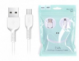 Кабель Hoco X13 microUSB - USB белый, 1м