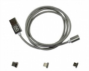 Кабель Kstati магнитный 3в1 - USB (micro, lightning, type-c), 1м recommended