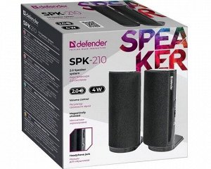 Акустическая 2.0 система Defender SPK-210 черный, 4 Вт, питание от сети 220В, порт для наушников, 65210