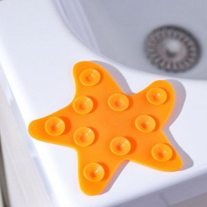 Мини-коврик для ванны Доляна «Морская звезда», 12х13 см, цвет оранжевый