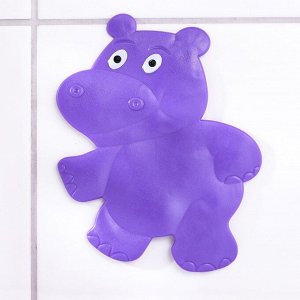 Мини-коврик для ванны Доляна «Бегемотик», 12х13 см, цвет фиолетовый