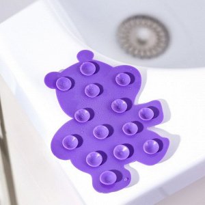 Мини-коврик для ванны Доляна «Бегемотик», 12х13 см, цвет фиолетовый