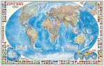 Карта настенная. Мир Политический с флагами. М1:24 млн. 124х80 см. ЛАМ ГЕОДОМ