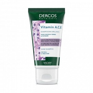 Шампунь для блеска волос dercos nutrients, vichy, 50мл