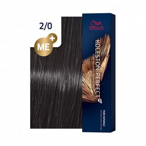 Краска для волос 2/0 черный натуральный koleston perfect me+ чистые натуральные, wella professionals, 60мл