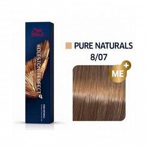 Краска для волос 8/07 платан koleston perfect me+ чистые натуральные, wella professionals, 60мл