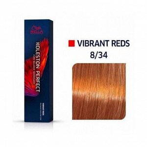 Краска для волос 8/34 чилийский оранжевый яркие красные koleston perfect me+, wella professionals, 60мл