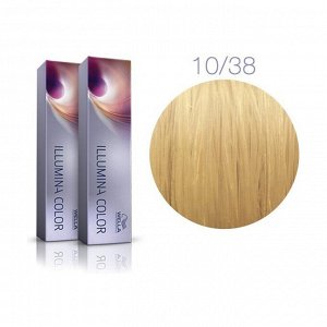 Краска для волос 10/38 яркий блонд золотисто-жемчужный illumina color, wella professionals