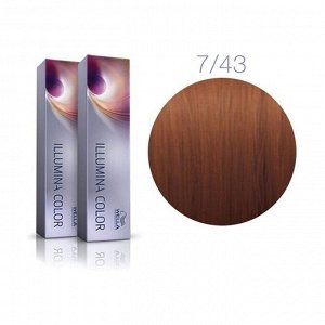 Краска для волос 7/43 блонд красно - золотистый illumina color, wella professionals