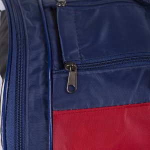 Сумка спортивная, отдел на молнии, 2 наружных кармана, длинный ремень, цвет красный/синий
