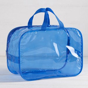 Косметичка-сумочка, отдел на молнии, 2 ручки, цвет голубой