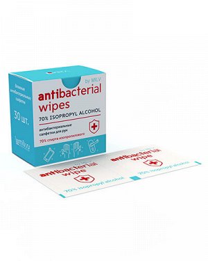 MILV, Влажные антибактериальные салфетки, 30 шт.