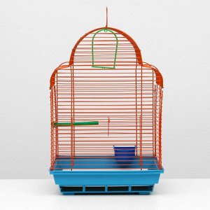 Клетка для птиц "Купола" комплект, 35 х 29 х 51 см, синий/оранжевый