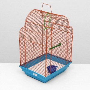 Клетка для птиц "Купола" комплект, 35 х 29 х 51 см, синий/оранжевый