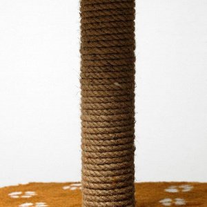 Домик-когтеточка "Пятигранный", 50 х 40 х 59 см, искусственный мех, коричневая с лапками