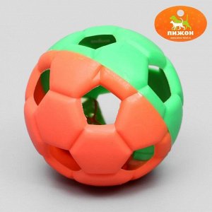 Игрушка резиновая "Футбольный мяч" с бубенчиком, 6 см, микс цветов