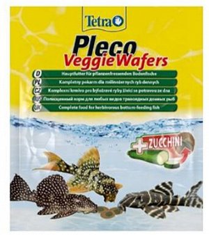 Tetra Pleco Veggie Wafers 15г корм с добавлением цукини для донных рыб