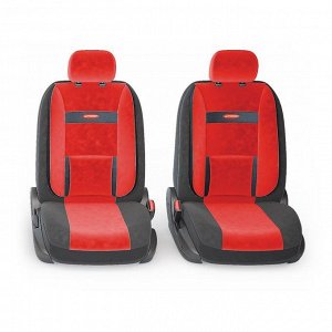 Авточехлы универcальные AUTOPROFI COMFORT, COM-1105 BK/RD (M), велюр, набор из 11 предметов, цвет чёрный/красный