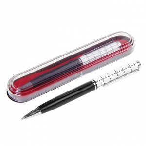 Ручка подарочная, шариковая "Мозаика" в пластиковом футляре, поворотная, чёрно-белая с серебристыми вставками
