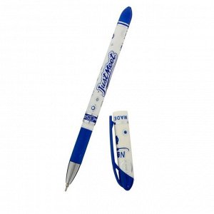 Ручка шариковая 0,5мм синяя, корпус с рисунком, с резиновым держателем
