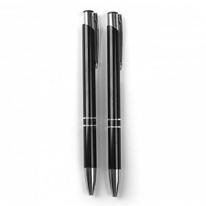 Ручка шариковая, автоматическая, корпус металлический чёрный, стержень синий 0.5 мм
