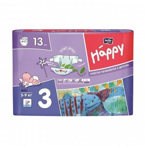 Подгузники для детей Happy Midi, вес 5-9кг, 13шт