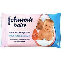 Детские влажные салфетки нежная забота, johnson's baby, 20шт