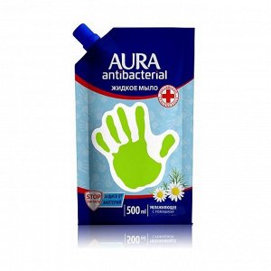 Мыло жидкое с антибактериальным эффектом ромашка дой-пак, aura, 500мл